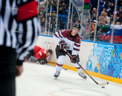 Olimpiskais hokeja turnīrs. Čehija - Latvija 2:1 (Noslēgusies 1.trešdaļa)