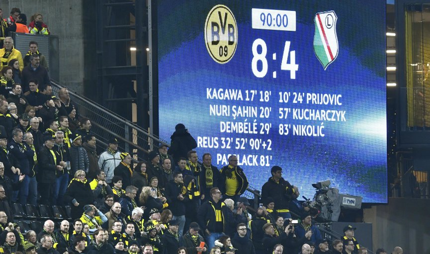 Dortmundes «Borussia» un Varšavas «Legia» labo futbola Čempionu līgas rezultativitātes rekordu