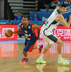 EČ basketbolā. Francija - Latvija 18:10 (rit 1.ceturtdaļa)